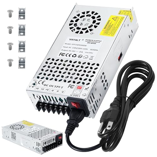 VAYALT 24V 25A 600W DC Switching Power Supply, Universal Regulated Switching AC 110V/220V to DC 24V Transformer, 24V Power Supply for Industrial, CCTV, Computer Project, 3D Printer, LED Strip Light