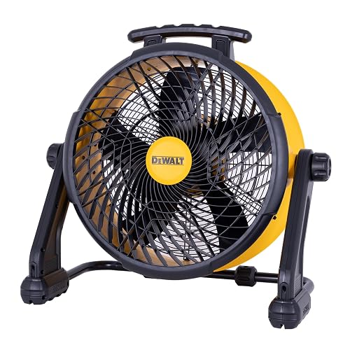 DEWALT Industrial High-Velocity Floor Fan AC/DC Dual Power Supply, DXF1850B | 270° Adjustable Tilt Design, 3-Speed, 4000 CFM, 6 ft Cord, 18-Inch Barrel Fan