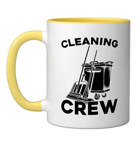 Cleaner Team Housekeeping Sanitation Janitorial - Cleaner Ceramic Mug, Yellow/White
