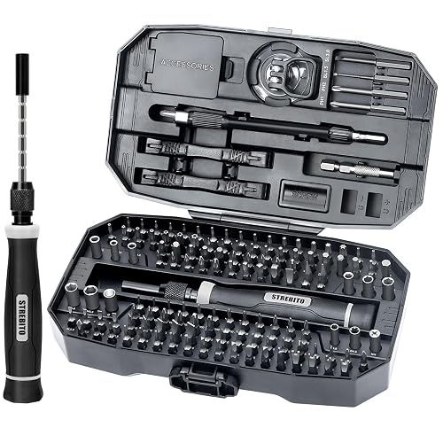 STREBITO 153 in 1 Precision Screwdriver Set, Mini Screwdriver Set with Case | 140 Magnetic Precision Bits, Practical Accessories, Electronics Tool Kit for Computer, Laptop, Phone, PC, Game Controller, RC