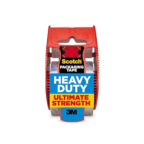 Scotch Heavy Duty Shipping Packing Tape, Clear, 1.88 in. x 27.7 yd. | 1 Tape Roll with Dispenser, Shipping and Packaging Supplies