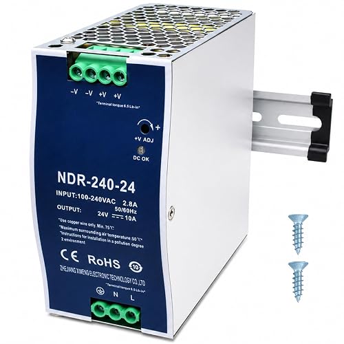 XSHBGF 24VDC Power Supply NDR 240W DIN Rail Power Supply Switch Switching Converter DC (Input 100-240VAC Output 24VDC 50/60HZ 24V 10A)