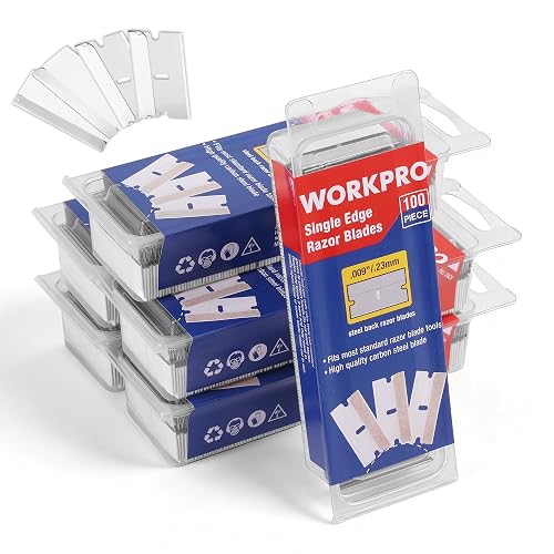 WORKPRO 600-Pack Single Edge Razor Blades, Carbon Steel Scraper Blades | High Carbon Steel, Sharp Single Edge Blades, For Scraping, Cutting Rope, Opening Boxes & Removing Stickers