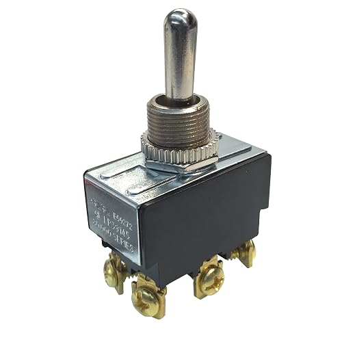 Gardner Bender GSW-16 Heavy-Duty Electrical Toggle Switch, DPDT, ON-(OFF)-ON, 20 A/125V AC, Screw Terminal | 20A/125V AC, 1-1/2 HP, Bat Handle, 6 Screw Terminals, Industrial Grade (Formerly: Gardner Bender)