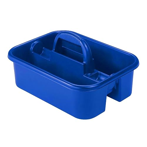 Akro-Mils 09185 Plastic Tote Tool & Supply Cleaning Caddy with Handle, (18-3/8-Inch x 13-7/8-Inch x 9-Inch), Blue (09185BLUE)