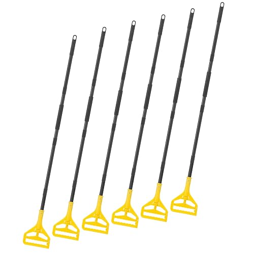 KeFanta 6 Pack Mop Handle Commercial Heavy Duty,60" Industrial Mop Stick | Quick Change,Wet Mops Head Replacement Holder for Floor Cleaning,Yellow