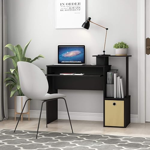 Furinno Econ 40-Inch Wide Computer Desk with Keyboard Tray, Classic Black