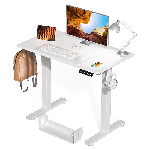 Kingant Standing Desk, 35x20 Inch Electric Height Adjustable Computer Desk | Ergonomic Small Sit Stand Desk Rising Desks for Home Office Stand Up Desk Computer Workstation with Cable Management