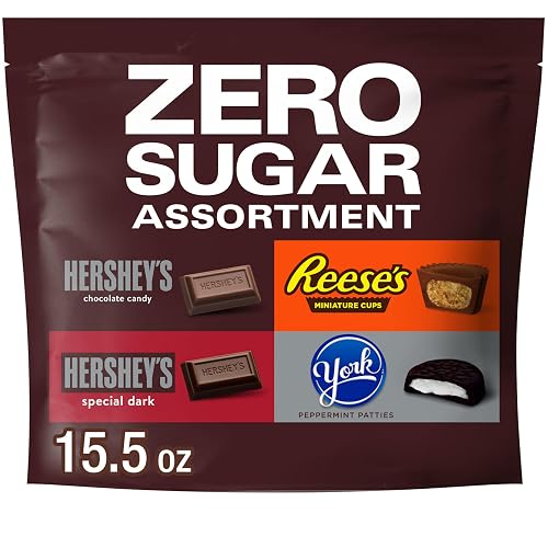 HERSHEY'S, REESE'S & YORK Zero Sugar Candy Variety Pack, 15.5 oz | Hershey Chocolate Bars, Reese's Peanut Butter Cups, and York, Individually Wrapped