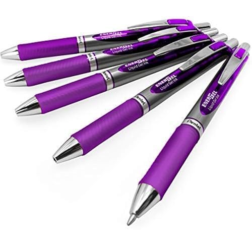 Energel BL80 Retractable Liquid Gel Ink Rollerball Pen - 1.0mm - Violet - Pack of 5