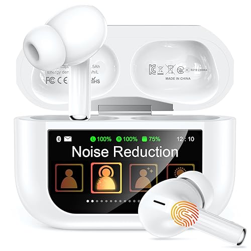 Wireless Earbuds, Smart Touchscreen Ear Buds, ANC Headphones, Bluetooth 5.4 | 48H Playtime, ENC Clear Calls, 13mm Drivers, 5 EQ Modes, Hi-Fi Deep Bass, Lightweight Fit, for iPhone/Android/Pad