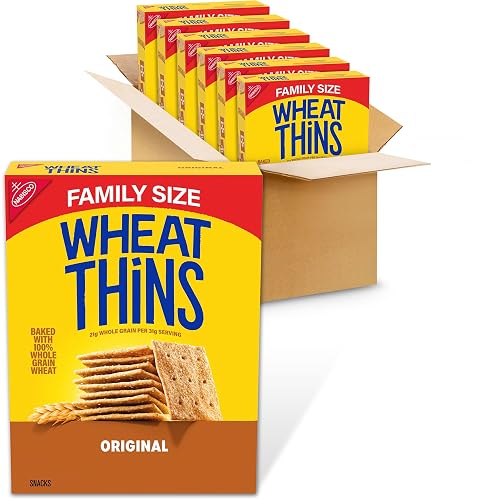 WHEAT THINS Original Snacks, Whole Grain Wheat Crackers, 6 Boxes | Family Size, Bulk Snack Crackers