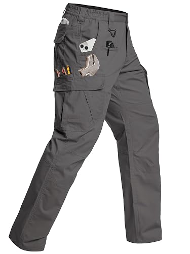 CARWORNIC Men's Stretch Cargo Work Pants Flex Ripstop Water Resistant Utility Tactical Hiking Pants with 12 Pockets