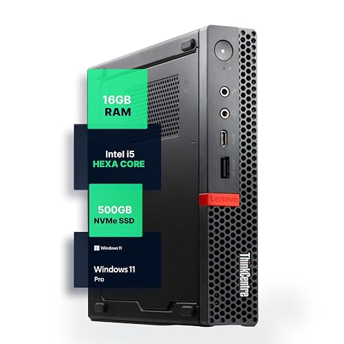 Lenovo M720Q ThinkCentre Mini PC | Windows 11 Pro | Intel i5-8400T | 16GB RAM + 500GB NVME | 5G WiFi + BT | Home or Office Micro Desktop Computer (Renewed)