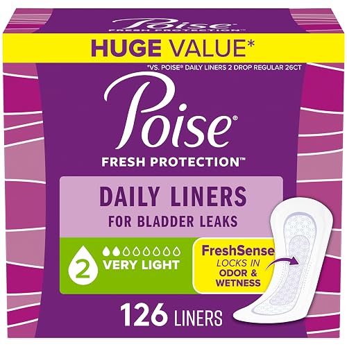 Poise Daily Liners, Incontinence Panty Liners, 2 Drop, 126 ct