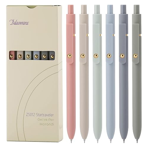 Ddaowanx Gel Pens,6 Pcs 0.5mm Retractable Quick Dry Black Ink Pens | Fine Point Smooth Writing Pens for Nurses,Teachers,Cute Stationery Office&School Supplies,Gifts for Women