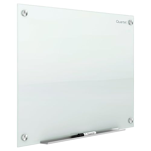 Quartet Magnetic Glass Dry Erase White Board, 48''W x 36''H Whiteboard, Infinity Frameless Mounting, White Surface (G4836W)