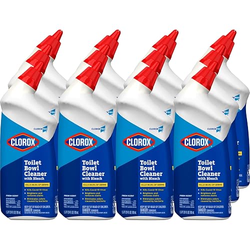 CloroxPro Toilet Bowl Cleaner with Bleach, Fresh Scent, 24 fl. oz., 12 Pack | Kills 99.9 Percent of Germs, Brightens and Removes Stains, Thick Gel for a Deep Clean, Helps Eliminate Odors