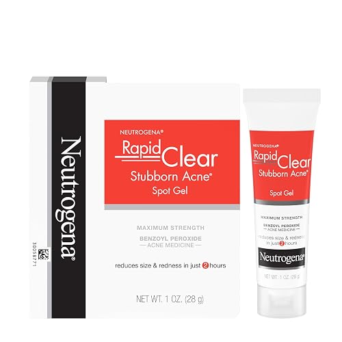 Neutrogena Rapid Clear Stubborn Acne Spot Treatment Gel, 1 oz | Maximum Strength 10% Benzoyl Peroxide, Acne Prone Skin, Pimple Cream, Reduces Size & Redness