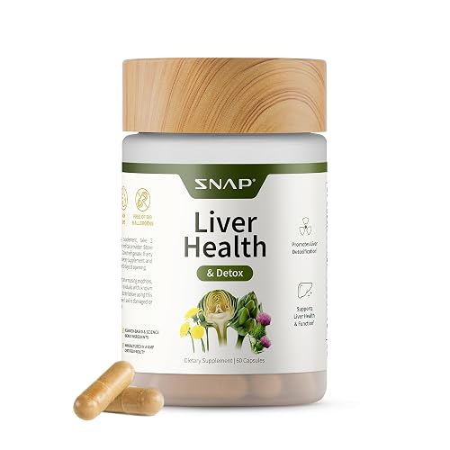 Snap Supplements Milk Thistle Silymarin Liver Support & Detox, 60 Capsules | 80% Silymarin Milk Thistle with Turmeric, Dandelion, Artichoke & CoQ10, Vegetarian Liver Health Supplement, Vegan, Non-GMO