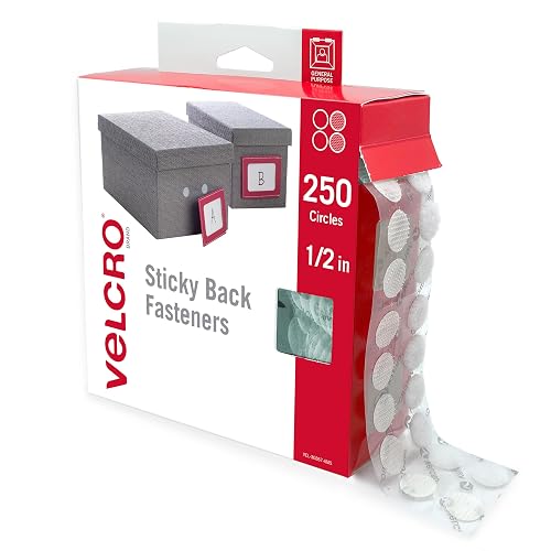 VELCRO Brand Dots with Adhesive, White, Small 1/2 in Circles, 250 Pk | Sticky Back Round Dots For Classroom Materials, Learning Centers, School Projects, Office Organization, And Mounting