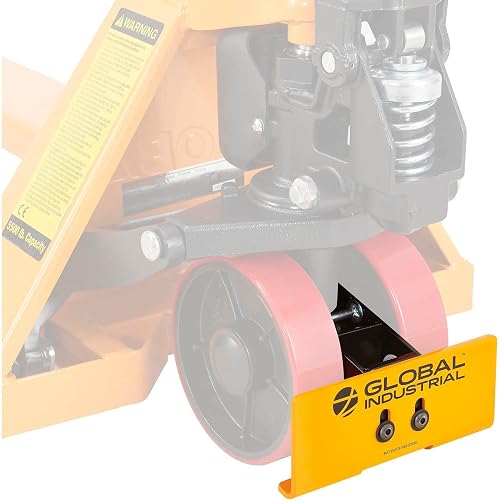 Global Industrial Pallet Jack Toe Guard Protector, Durable Steel, Yellow | High-Visibility Powder Coat Finish, 8-1/2"W x 3-1/2"H, Tool-Free Installation