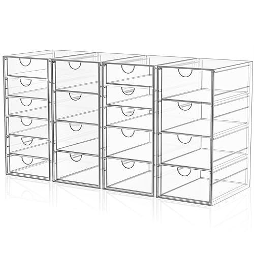 YFXCVSL Acrylic Makeup Organizer with 19 Drawers,Storage Drawer Organizer | Bathroom Organizers and Storage for Palettes, Cosmetic, and Beauty Supplies, Desk Organization