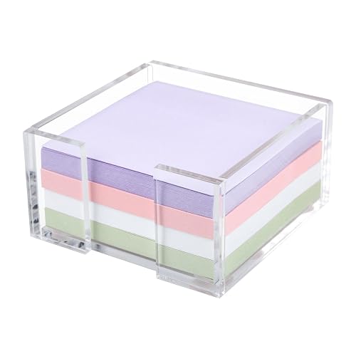Acrylic Sticky Note Holder, 3 x 3 Crystal Clear Acrylic Notepad Holder Sticky Note Dispenser for Dorm Room and Office Desk Organizer