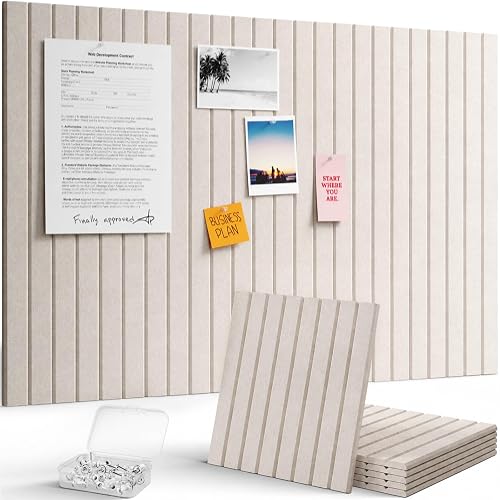 Lifewit Large Felt Bulletin Board with Self-Adhesive 36" x 24"- 6 Pack | Cork Board for Walls Alternative, Pin Board with 30 Pins, Message Boards for Classroom Dorm Home Office Decor, Oatmeal