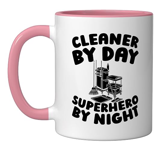 Cleaner Janitorial Housekeeping - Sanitation Cleaner Ceramic Mug, Pink/White