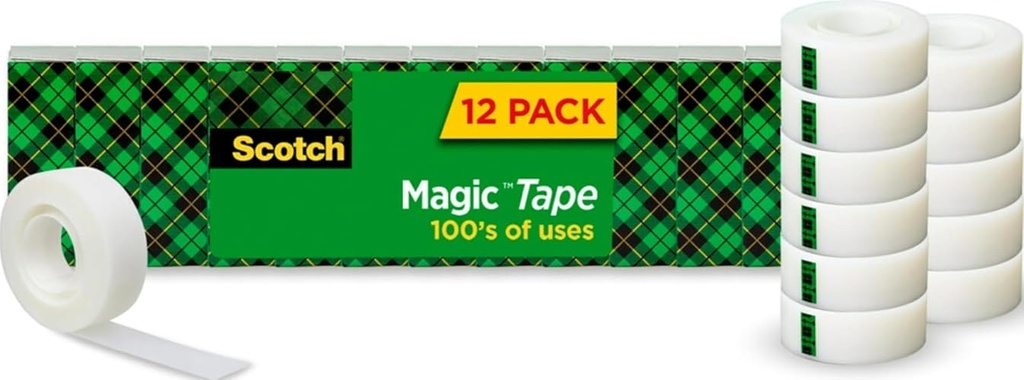 Scotch Magic Tape, Invisible, 12 Rolls | Home Office Supplies and Back to School Supplies for College and Classrooms