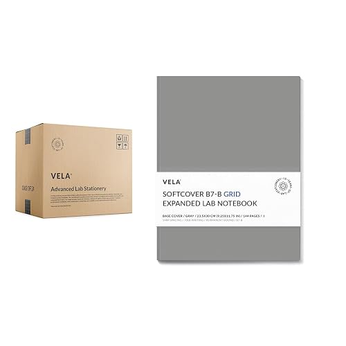 Vela Sciences B7 Expanded Softcover Lab Notebook, 9.25 x 11.75 in (23.5 x 30 cm), 144 Pages, Permanent Bound, 70lb Heavyweight Paper (24-Pack, Grid)