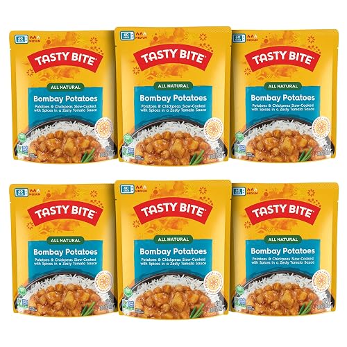 Tasty Bite Indian Bombay Potatoes, Microwaveable Ready to Eat Entrée, 10 Ounce (Pack of 6)