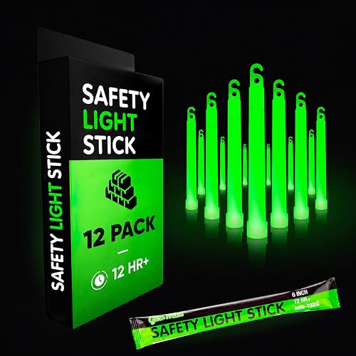 Emergency Glow Sticks with 12 Hours Duration, Individually Wrapped Industrial Grade Glowsticks for Survival Gear, Camping Lights, Power Outages and Military Use