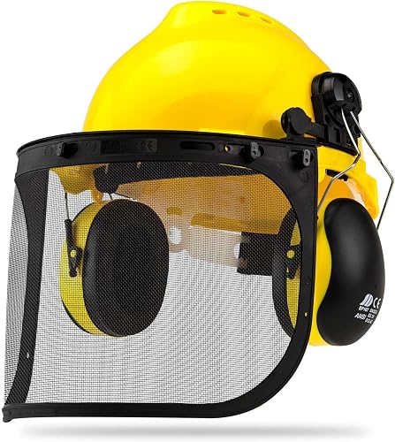 NEIKO Safety Face Shields, Forestry Helmet with Shield and Earmuffs