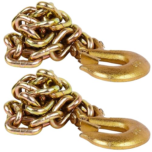 Tnyeobae 35" Trailer Safety Chain 2 Pack Grade 70 G70 Tow Chain 24000 lbs | Heavy-duty G70 towing chain with 3/8" clevis snap hooks. 24,000 lbs break strength for boat, RV, and dump trailers.