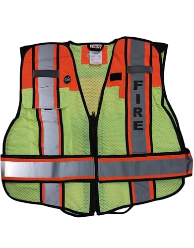 FIRE NINJA - Ultrabright Safety Fire Vest | Class 2 Reflective - High Visibility - Double Breakaway Zipper