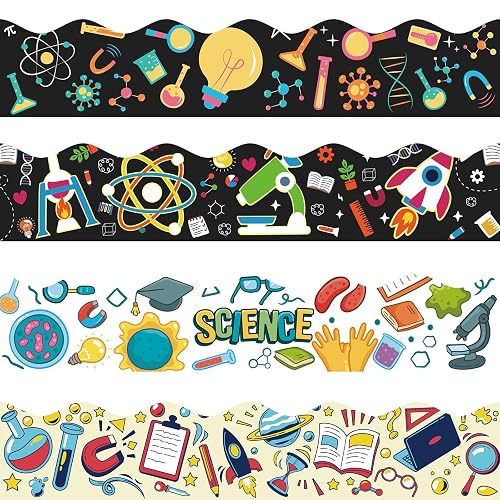 VABAMNA 120Ft Bulletin Board Decorations Science Bulletin Board Borders, Back to School Science Lab Border Trim for First Day of School Classroom Home Office Science Themed Party Door Wall Decor