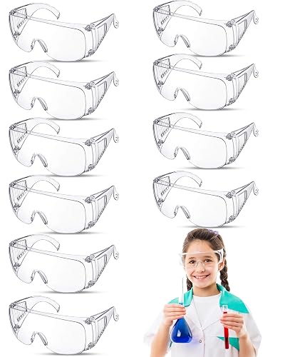 Congralala 10 Pack Kid Science Glasses - Lightweight Kids Lab Goggles,Clear Lens Eye Protection