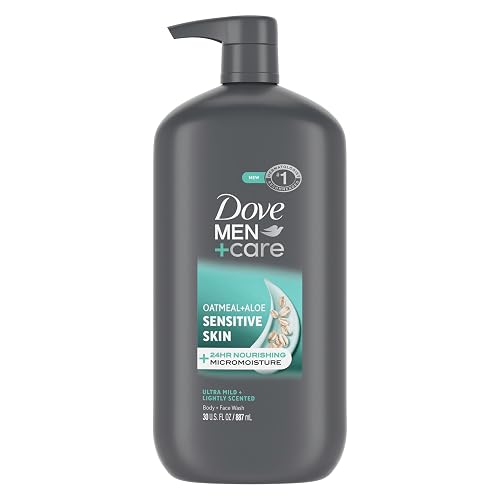 DOVE MEN + CARE Body & Face Wash, Sensitive Skin, Hydrated, 30 oz | For sensitive skin, Helps hydrate and soothe, With oatmeal + aloe, For daily showers, pH-balanced care