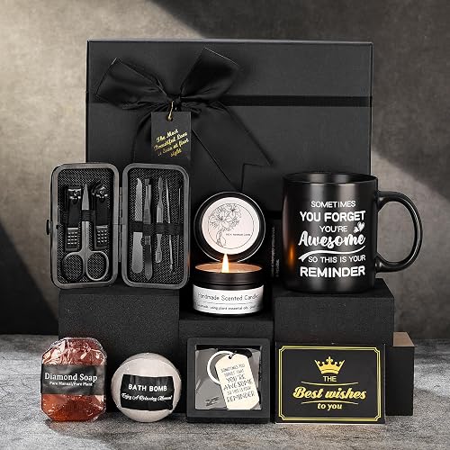 Gifts for Men,Self Care Gifts for Men, 7 Pcs Unique Gifts for Him Dad Boyfriend Husband Brother Friends, Perfect for Birthday Bath Set Spa Kit Bath and Body Self Care Grooming Relaxation Stress Relief