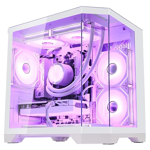 HELLOLAND Ocean of Stars AI Gaming PC Desktop - Geforce RTX 5070 12GB - AMD Ryzen 7 9700X -32GB DDR5 RAM- 1TB PCIe +1TB SATA SSD- 850W PSU- Windows 11 -RGB Lights with Software Control - White