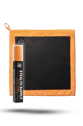 Synthetic Clay Towel, Clay Bar Alternate for Car Paint, Glass & Metal 12x12 | Designed in the USA, Reusable Clay Bar Towel, Removes Overspray, Rail Dust, Tree Sap & Road Grime, Soap & Water Compatible