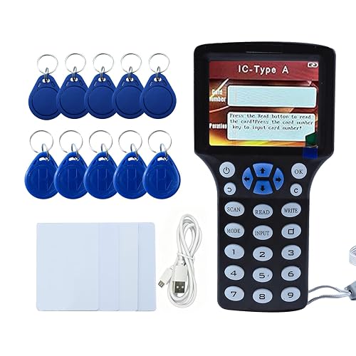Tqsbeyah RFID Reader Writer Multi-Frequency RFID Copier Black | RFID Card Reader, Smart Card Decoder with Free Software and USB, RFID Writer for Access Control Home Security