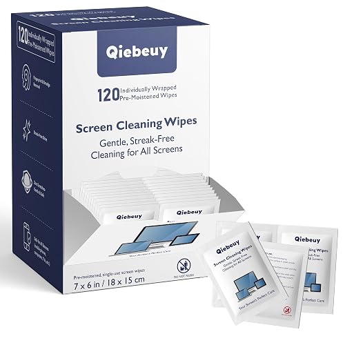 Screen Cleaner Wipes for Electronics, Lens Wipes, Streak-Free Screen Wipes | 120 Count Electronics Cleaning Wipes for Portable Monitor, Gaming Monitor, Computer Screen, Laptop, Phone, Glasses