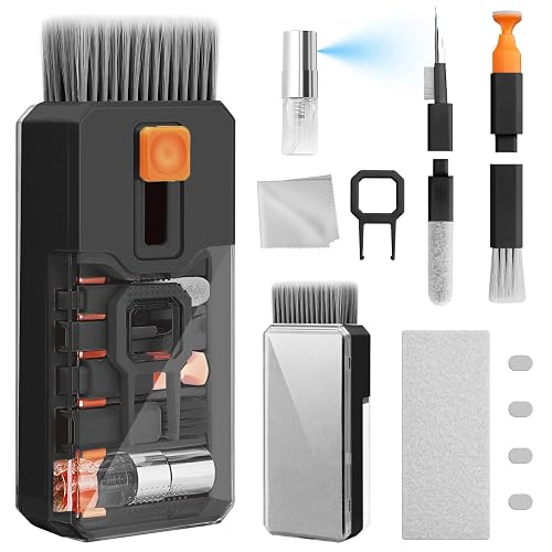 Keyboard Cleaner & Laptop Cleaning Kit, All-in-1 for Computer PC, Black | Electronics Deep Cleaning Reusable Brush Tool, Screen-Safe Spray, for iPhone iPad Macbook Airpod Camera, Gaming Accessories