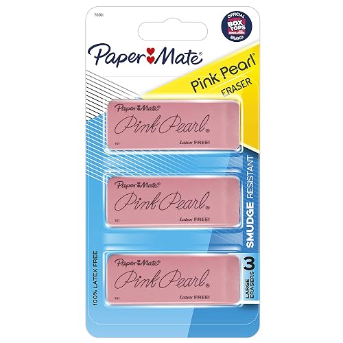 Paper Mate Pink Pearl Erasers, Large, 3 Count