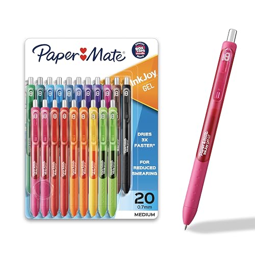 Paper Mate InkJoy Gel Pens, Medium Point (0.7mm), 20 Count - Back to School Supplies, Teacher Essentials, Journaling, Writing, Note-Taking
