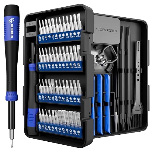 STREBITO Precision Screwdriver Set 64-piece with Torx, Triwing, Gamebit | Magnetic Electronic Repair Tool Kit for Computer, PC, Laptop, Macbook, Tablet, Phone, PS5, XBOX, Switch, Glass, Ring Doorbell