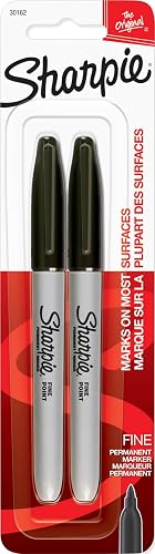Sharpie 30162PP Permanent Markers, Fine Point, Black, 2 Count